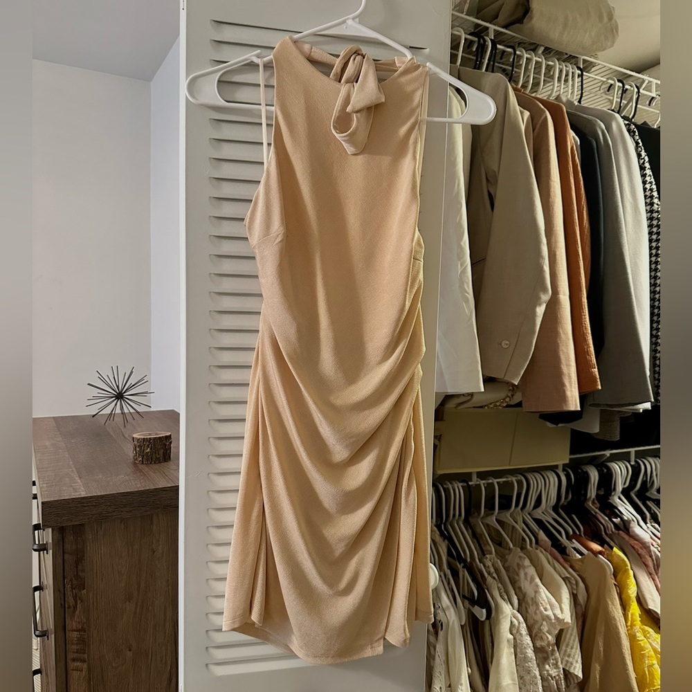 Never work before halter cream dress from Mable